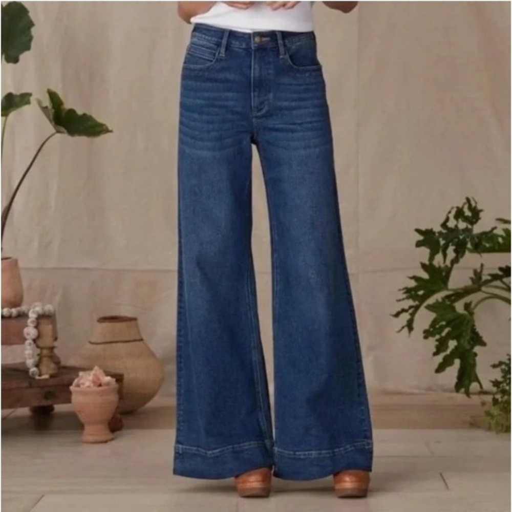 Driftwood Martha Wide Leg Jeans Medium Wash Stretch Denim Size 30 Inseam 30